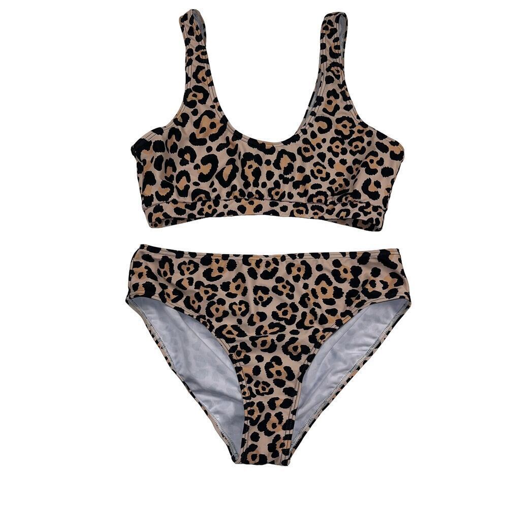 Nanu Cheetah Print Two Piece Swim Suit Bikini Size M